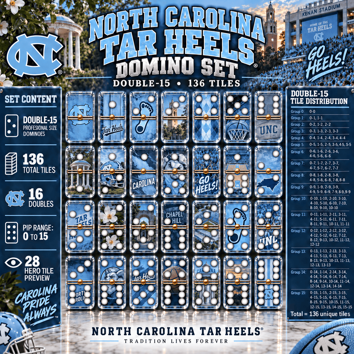 UNC Premium Domino Set NTTB