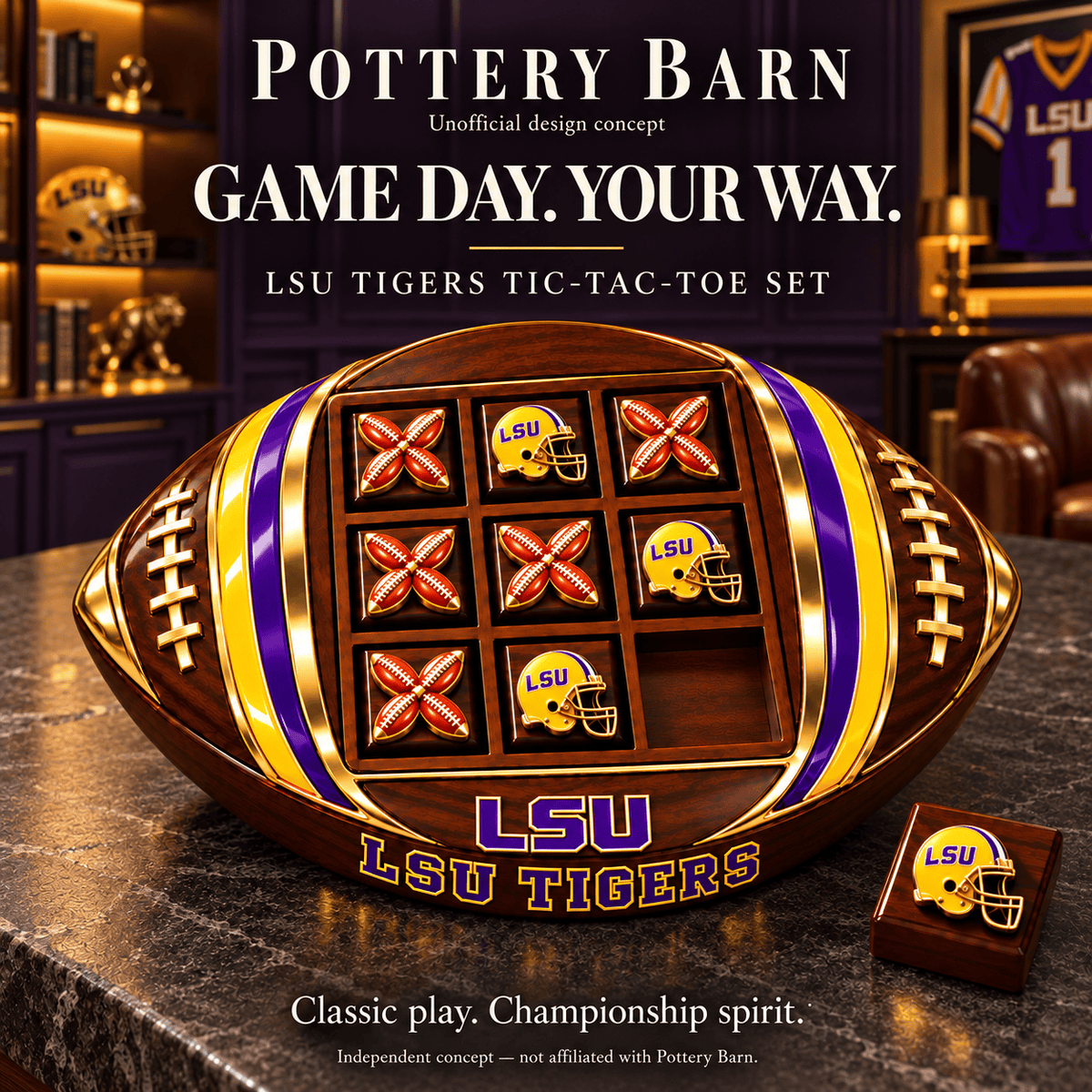 LSU Wooden Tic Tac Toe Game DNBN