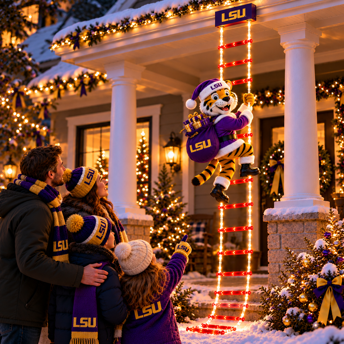 LSU Animated Climbing Ladder Christmas Decoration BMD