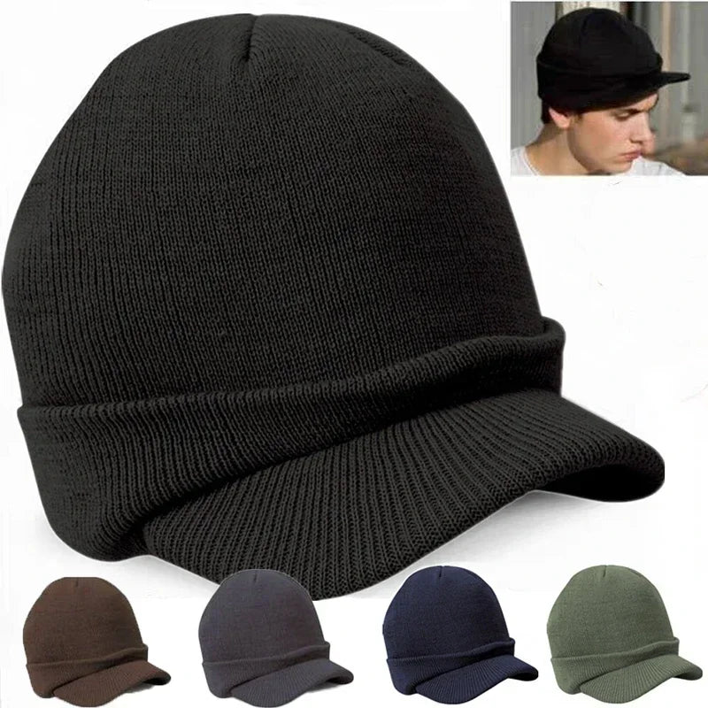 Men Winter Hat Plush Fur Lined Warm Earflap Cap Unisex Fashion Soft Beanie Hats Outdoor Thick Ski Sports Knitted Hat