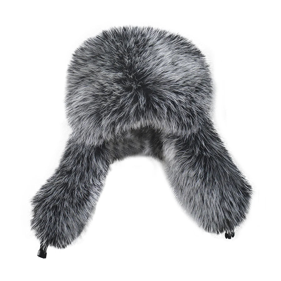 2026 New Men's 100% Natural Fake Fox Fur Bomber Hats Winter Russian Man Warm Faux Fox Fur Hat Male Fake Fur Caps