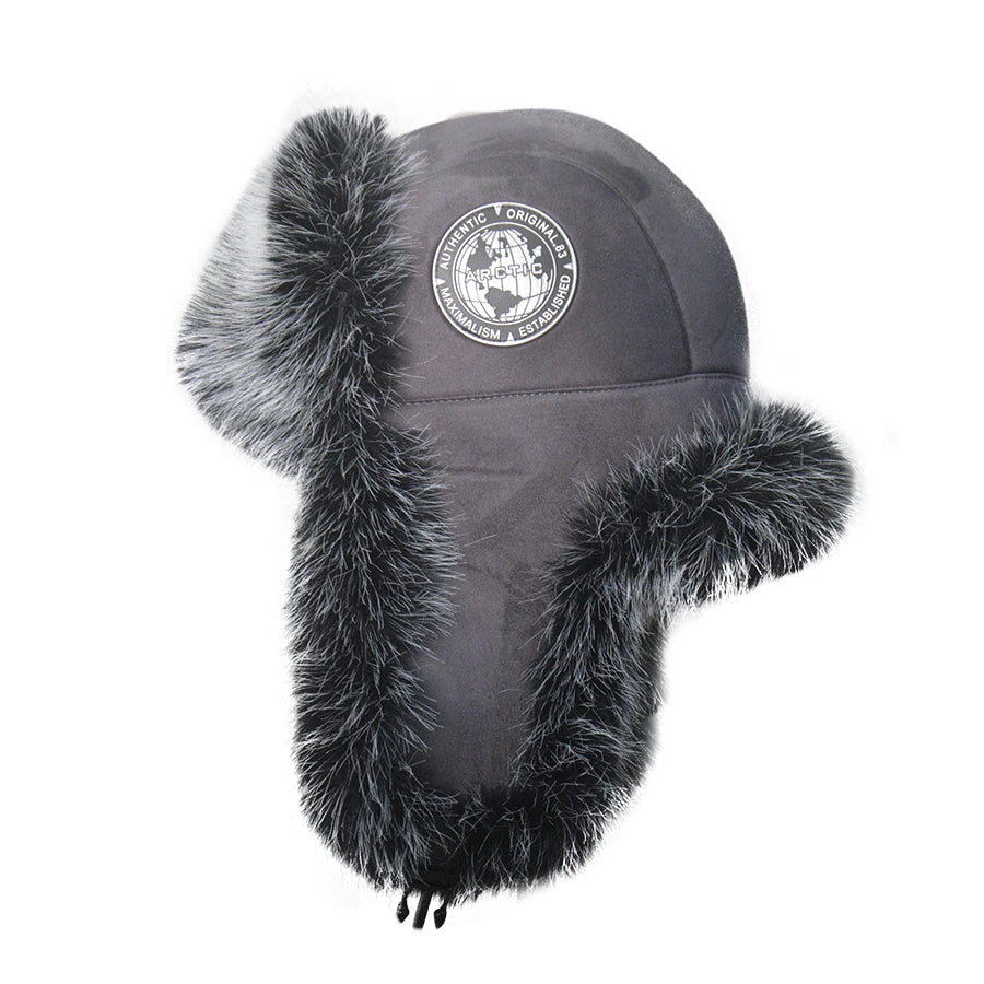 2026 New Men's 100% Natural Fake Fox Fur Bomber Hats Winter Russian Man Warm Faux Fox Fur Hat Male Fake Fur Caps